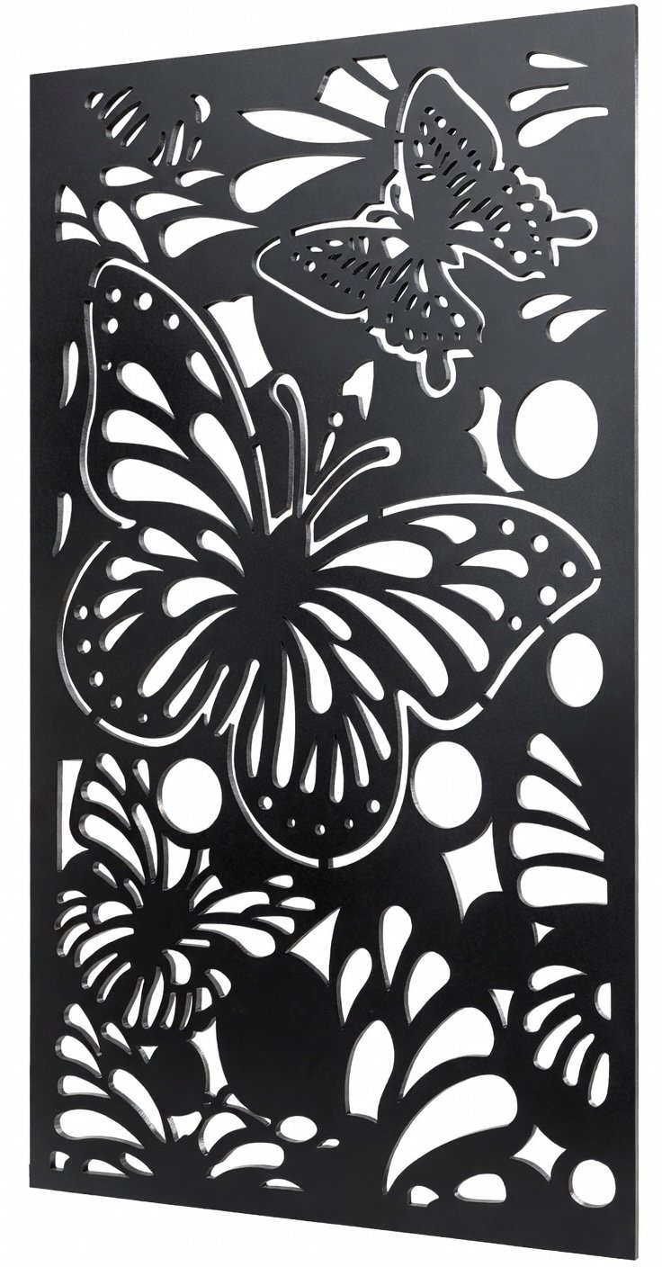 Celosía metálica con mariposas y flora modelo CM11 — panel decorativo temático para jardines, patios familiares y frentes de vivienda