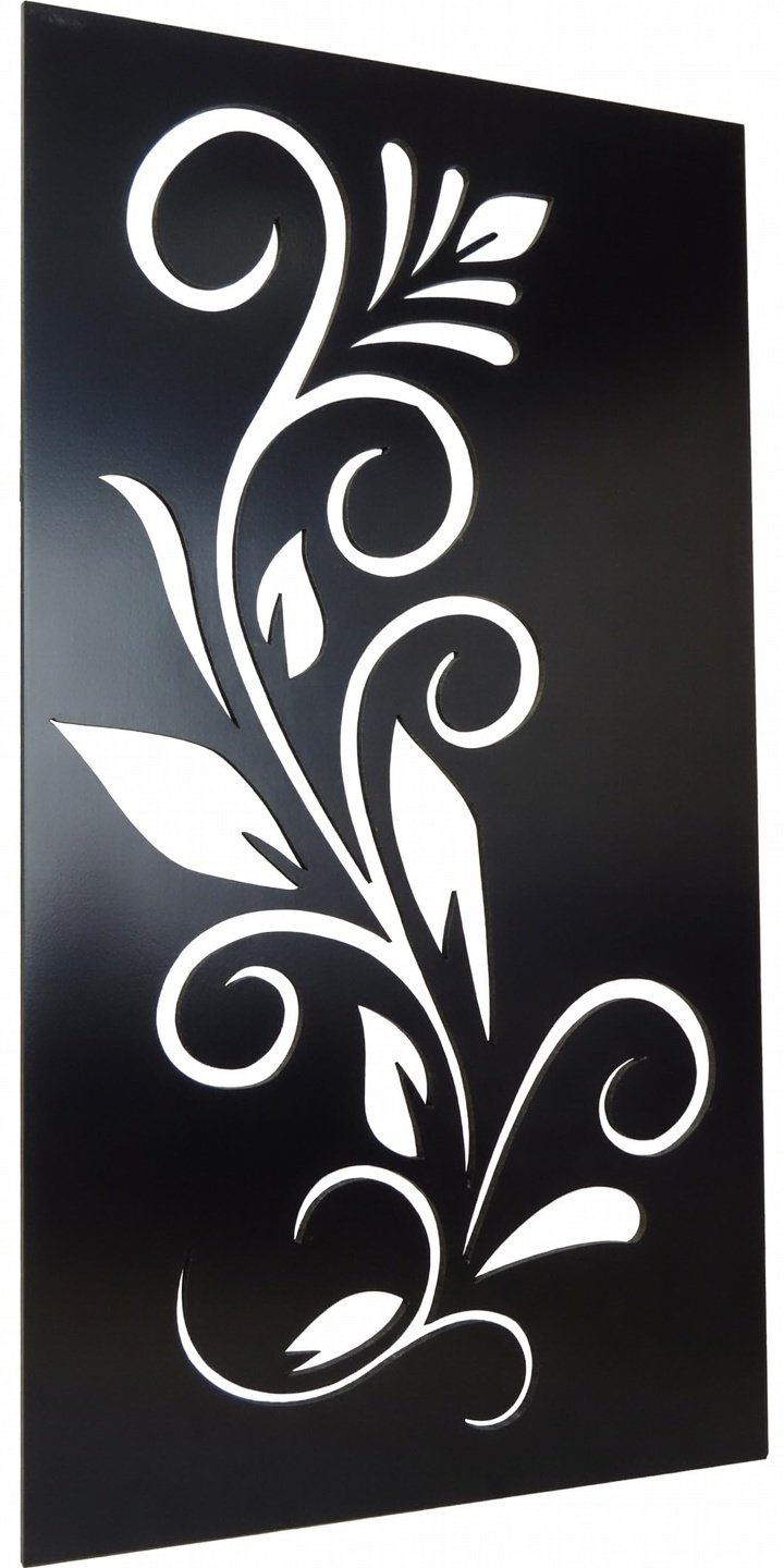 Celosía metálica con flor ornamental vertical modelo CM13 — panel minimalista floral para divisiones de jardín y cerramientos de balcón