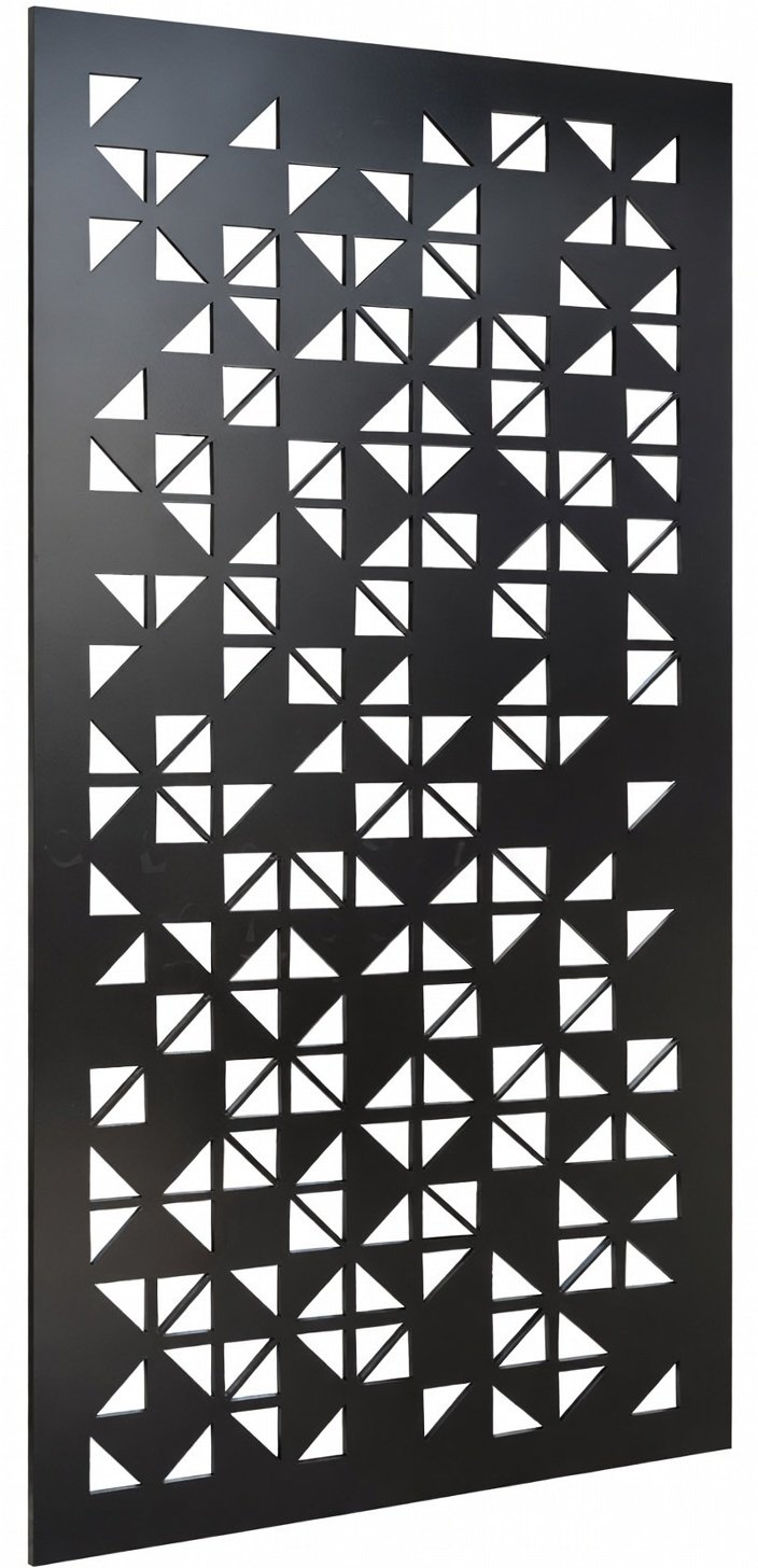 Celosía metálica geométrica de triángulos modelo CM17 — panel minimalista tipo pixel art para divisiones modernas y cerramientos contemporáneos