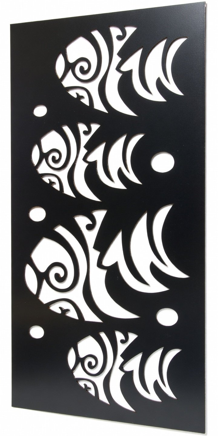Celosía metálica con peces tipo banco marino modelo CM27 — panel temático acuático para ambientes costeros, piscinas y spas
